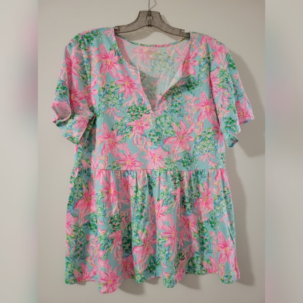 Lilly Pulitzer Pastel Floral Top in Pink and Mint
